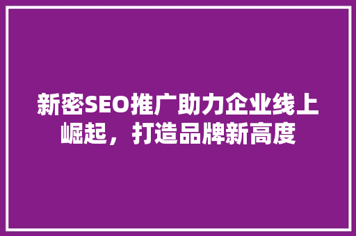 新密SEO推广助力企业线上崛起，打造品牌新高度