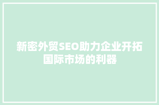 新密外贸SEO助力企业开拓国际市场的利器