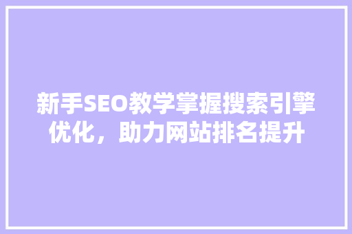 新手SEO教学掌握搜索引擎优化，助力网站排名提升