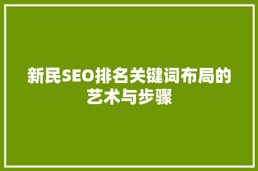 新民SEO排名关键词布局的艺术与步骤