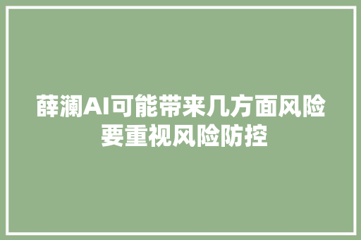 薛澜AI可能带来几方面风险 要重视风险防控