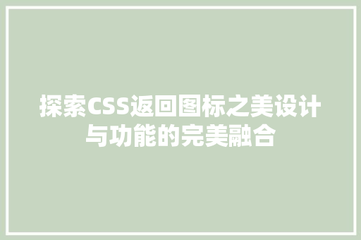 探索CSS返回图标之美设计与功能的完美融合