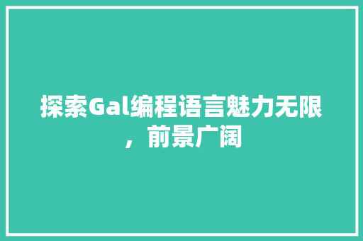探索Gal编程语言魅力无限，前景广阔