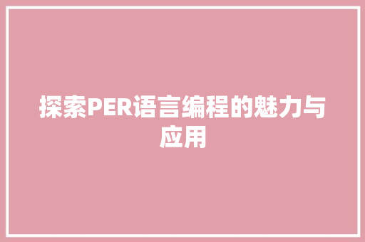 探索PER语言编程的魅力与应用