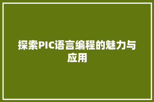 探索PIC语言编程的魅力与应用