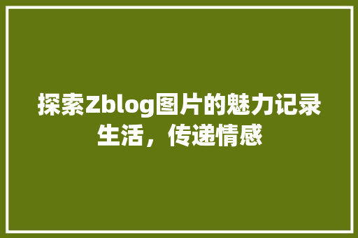 探索Zblog图片的魅力记录生活，传递情感
