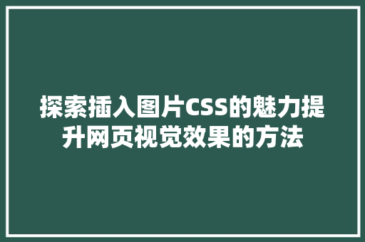 探索插入图片CSS的魅力提升网页视觉效果的方法