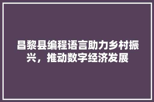 昌黎县编程语言助力乡村振兴，推动数字经济发展