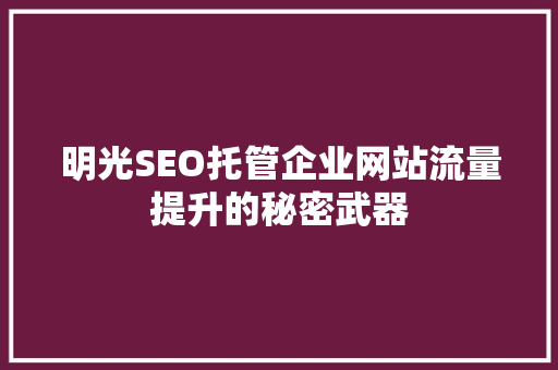 明光SEO托管企业网站流量提升的秘密武器