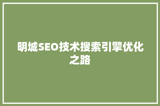 明城SEO技术搜索引擎优化之路