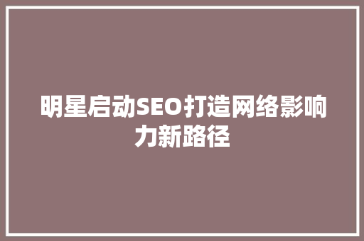 明星启动SEO打造网络影响力新路径