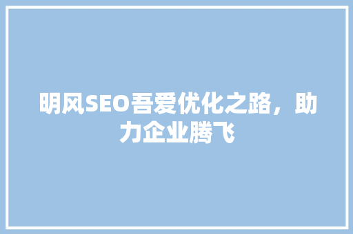 明风SEO吾爱优化之路，助力企业腾飞