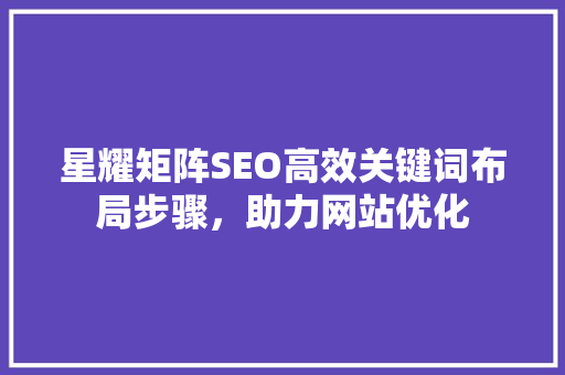 星耀矩阵SEO高效关键词布局步骤，助力网站优化