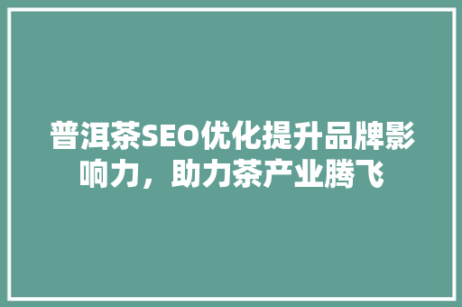 普洱茶SEO优化提升品牌影响力，助力茶产业腾飞
