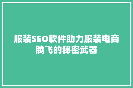 服装SEO软件助力服装电商腾飞的秘密武器
