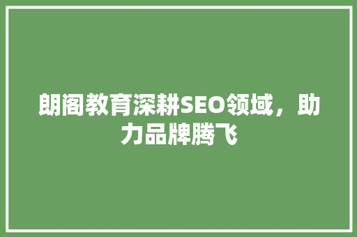 朗阁教育深耕SEO领域，助力品牌腾飞