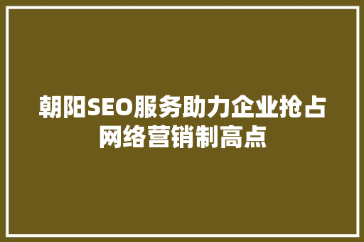 朝阳SEO服务助力企业抢占网络营销制高点