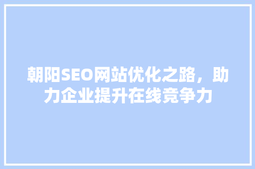 朝阳SEO网站优化之路，助力企业提升在线竞争力