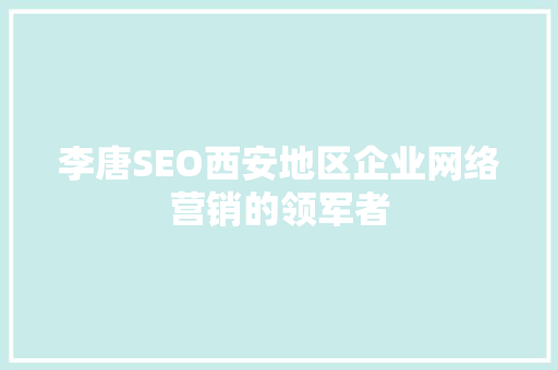 李唐SEO西安地区企业网络营销的领军者