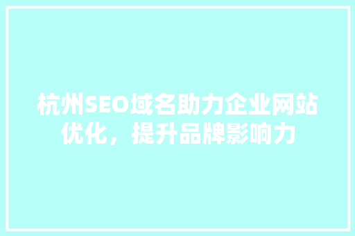 杭州SEO域名助力企业网站优化，提升品牌影响力