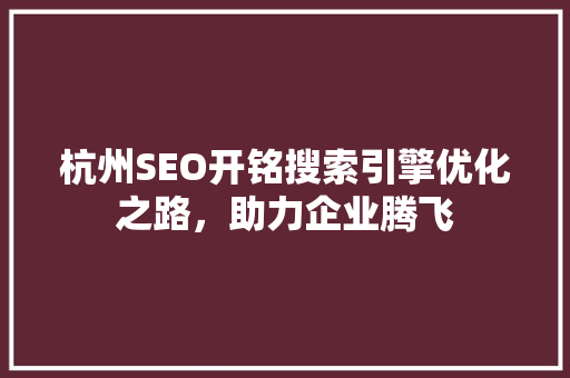 杭州SEO开铭搜索引擎优化之路，助力企业腾飞