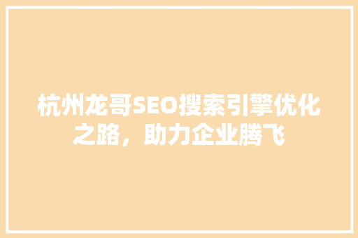 杭州龙哥SEO搜索引擎优化之路，助力企业腾飞