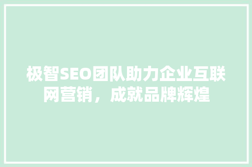 极智SEO团队助力企业互联网营销，成就品牌辉煌