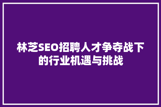林芝SEO招聘人才争夺战下的行业机遇与挑战