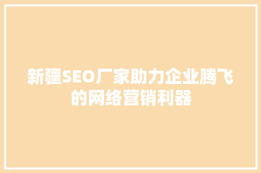 新疆SEO厂家助力企业腾飞的网络营销利器