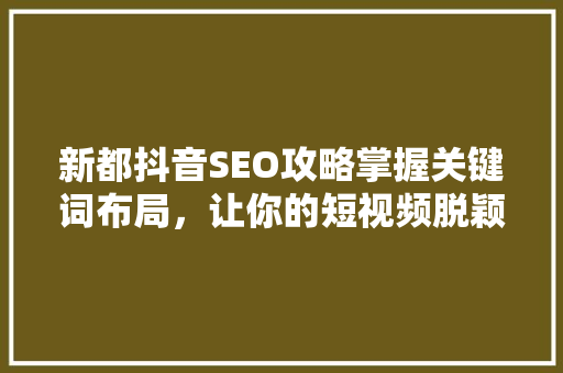 新都抖音SEO攻略掌握关键词布局，让你的短视频脱颖而出