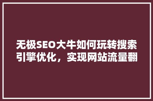 无极SEO大牛如何玩转搜索引擎优化，实现网站流量翻倍