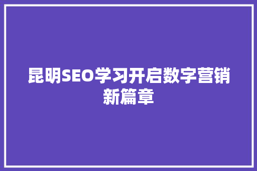 昆明SEO学习开启数字营销新篇章