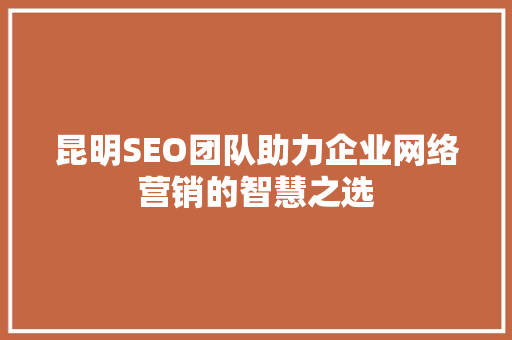 昆明SEO团队助力企业网络营销的智慧之选