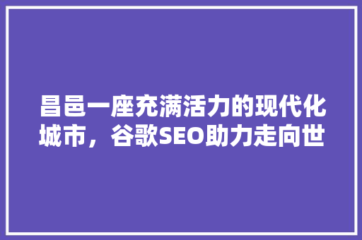 昌邑一座充满活力的现代化城市，谷歌SEO助力走向世界舞台
