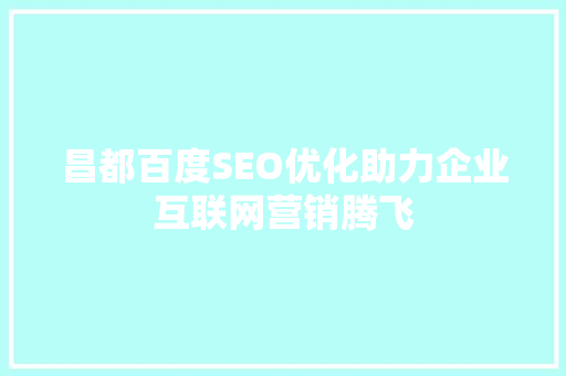昌都百度SEO优化助力企业互联网营销腾飞
