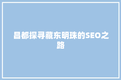昌都探寻藏东明珠的SEO之路