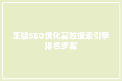 正版SEO优化高效搜索引擎排名步骤
