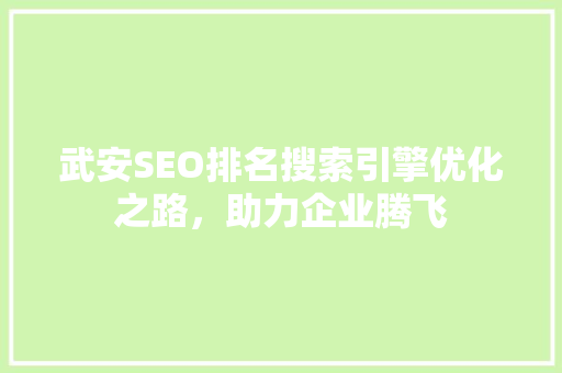 武安SEO排名搜索引擎优化之路，助力企业腾飞