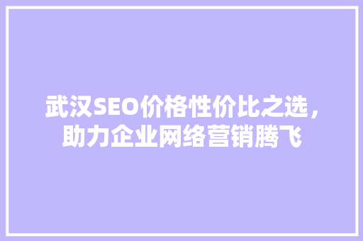 武汉SEO价格性价比之选，助力企业网络营销腾飞