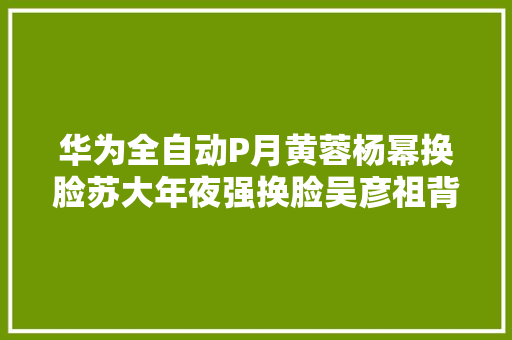 华为全自动P月黄蓉杨幂换脸苏大年夜强换脸吴彦祖背后隐藏的算法秘密更恐惧