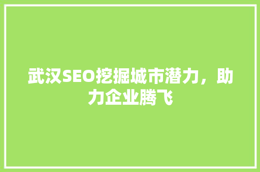武汉SEO挖掘城市潜力，助力企业腾飞