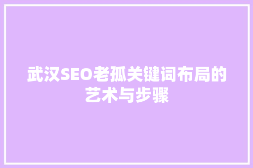 武汉SEO老孤关键词布局的艺术与步骤