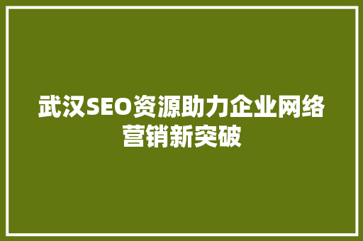 武汉SEO资源助力企业网络营销新突破