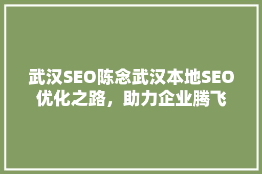武汉SEO陈念武汉本地SEO优化之路，助力企业腾飞