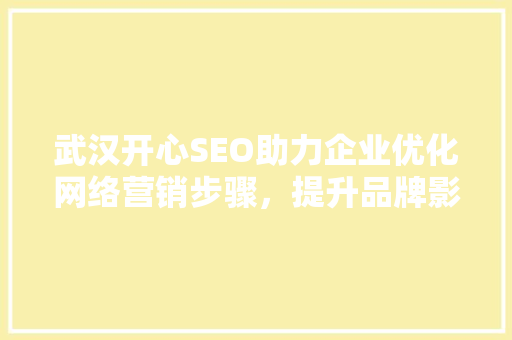 武汉开心SEO助力企业优化网络营销步骤，提升品牌影响力