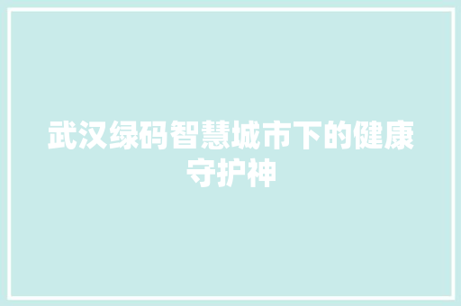 武汉绿码智慧城市下的健康守护神