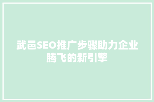 武邑SEO推广步骤助力企业腾飞的新引擎