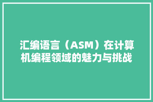 汇编语言（ASM）在计算机编程领域的魅力与挑战