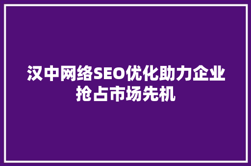 汉中网络SEO优化助力企业抢占市场先机