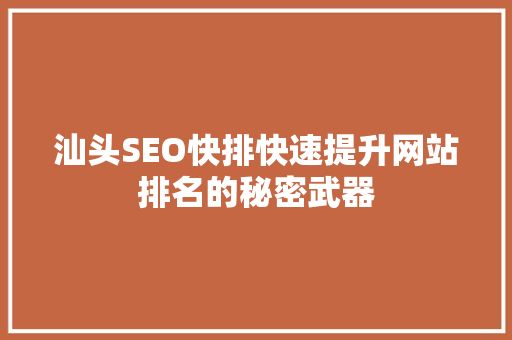汕头SEO快排快速提升网站排名的秘密武器